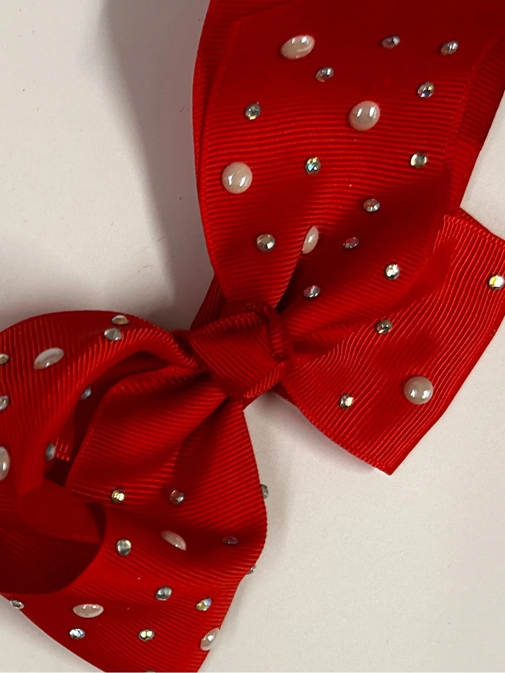 Red Kids Hair Bow Set with Rhinestones and Strawberry Accent(3)